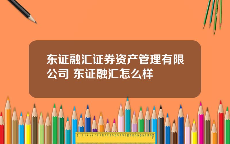 东证融汇证券资产管理有限公司 东证融汇怎么样